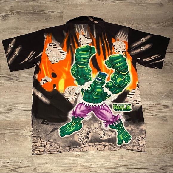 2002 Marvel The Incredible Hulk Button Up Short Sleeve Shirt Men’s Size Medium - Picture 5 of 5